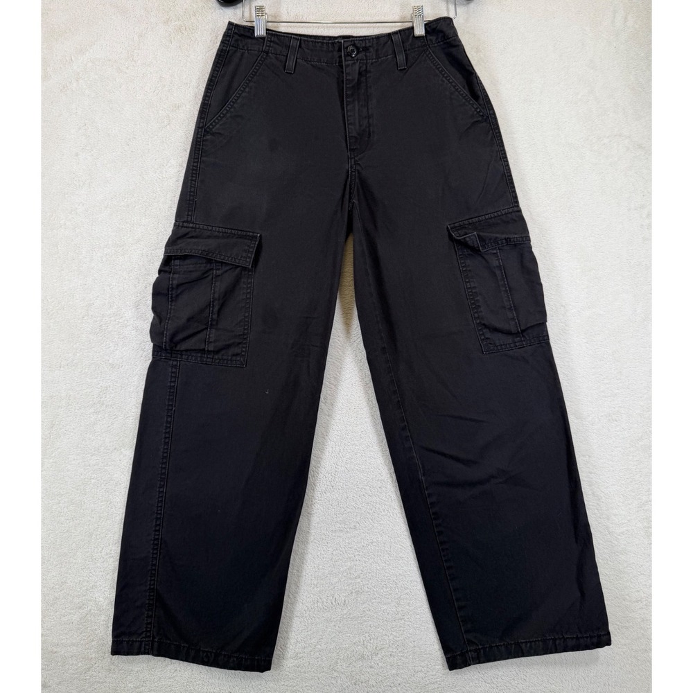 Levis 94 Baggy Cargo Pants Womens 27 Black Wide Leg Utility Streetwear Trouser